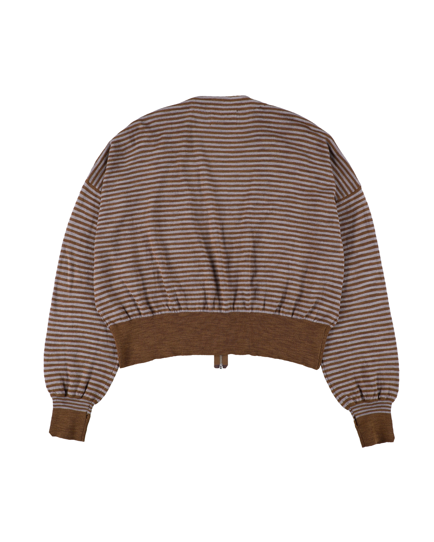 SLAB GAUZE KNIT BOLERO STRIPE BROWN x GREY