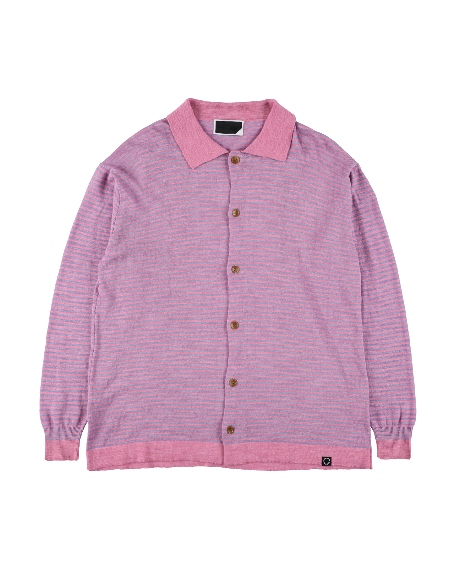 SLAB GAUZE KNIT SHIRT STRIPE PINK x PURPLE