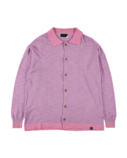 SLAB GAUZE KNIT SHIRT STRIPE PINK x PURPLE