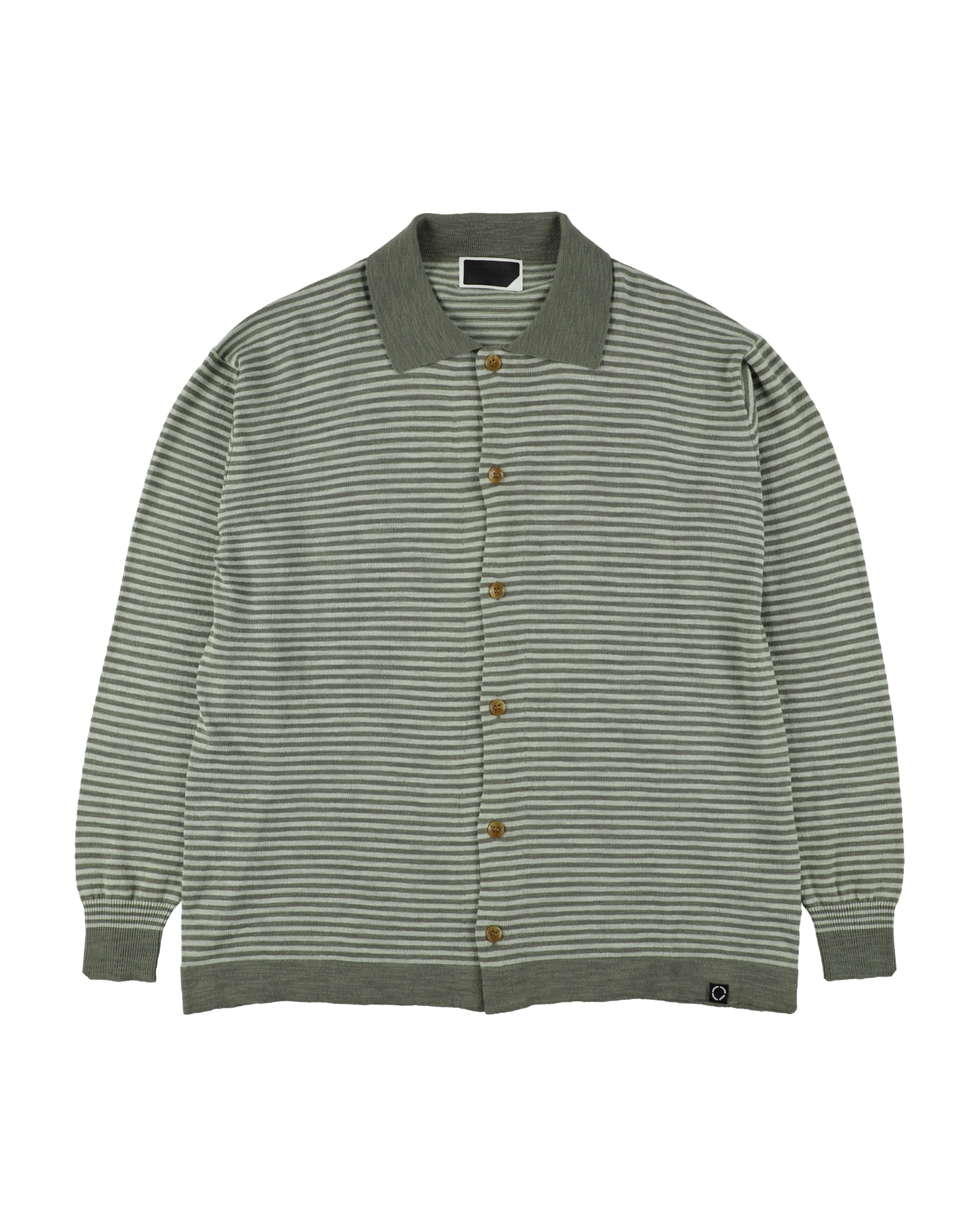 SLAB GAUZE KNIT SHIRT STRIPE MOSS GREEN x MINT