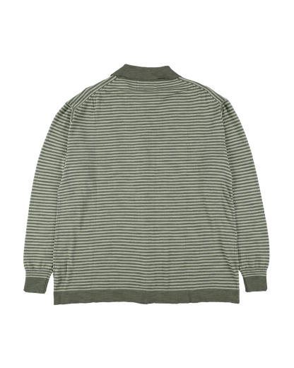 SLAB GAUZE KNIT SHIRT STRIPE MOSS GREEN x MINT