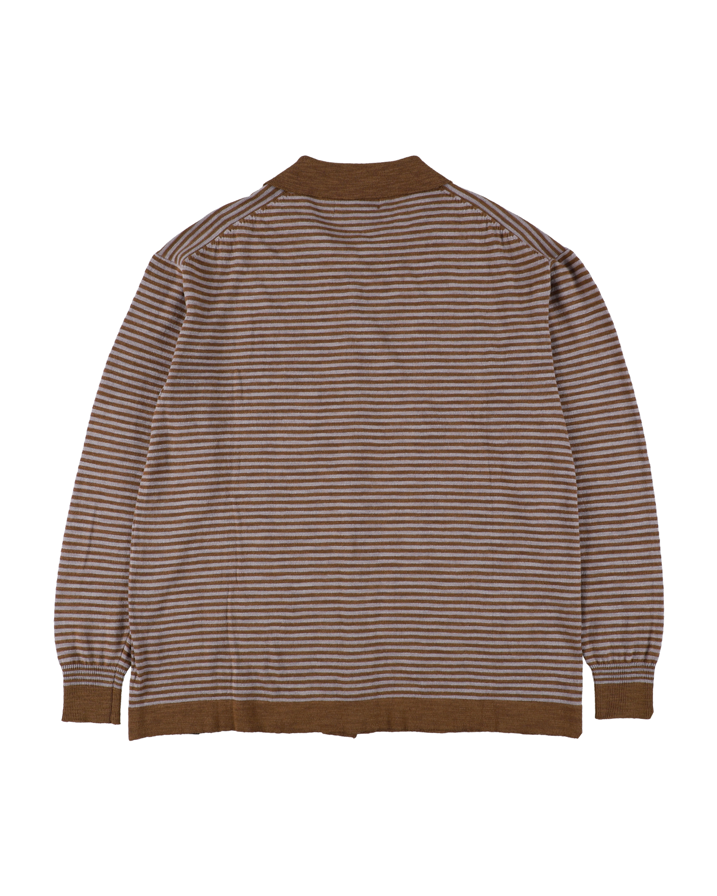 SLAB GAUZE KNIT SHIRT STRIPE BROWN x GREY
