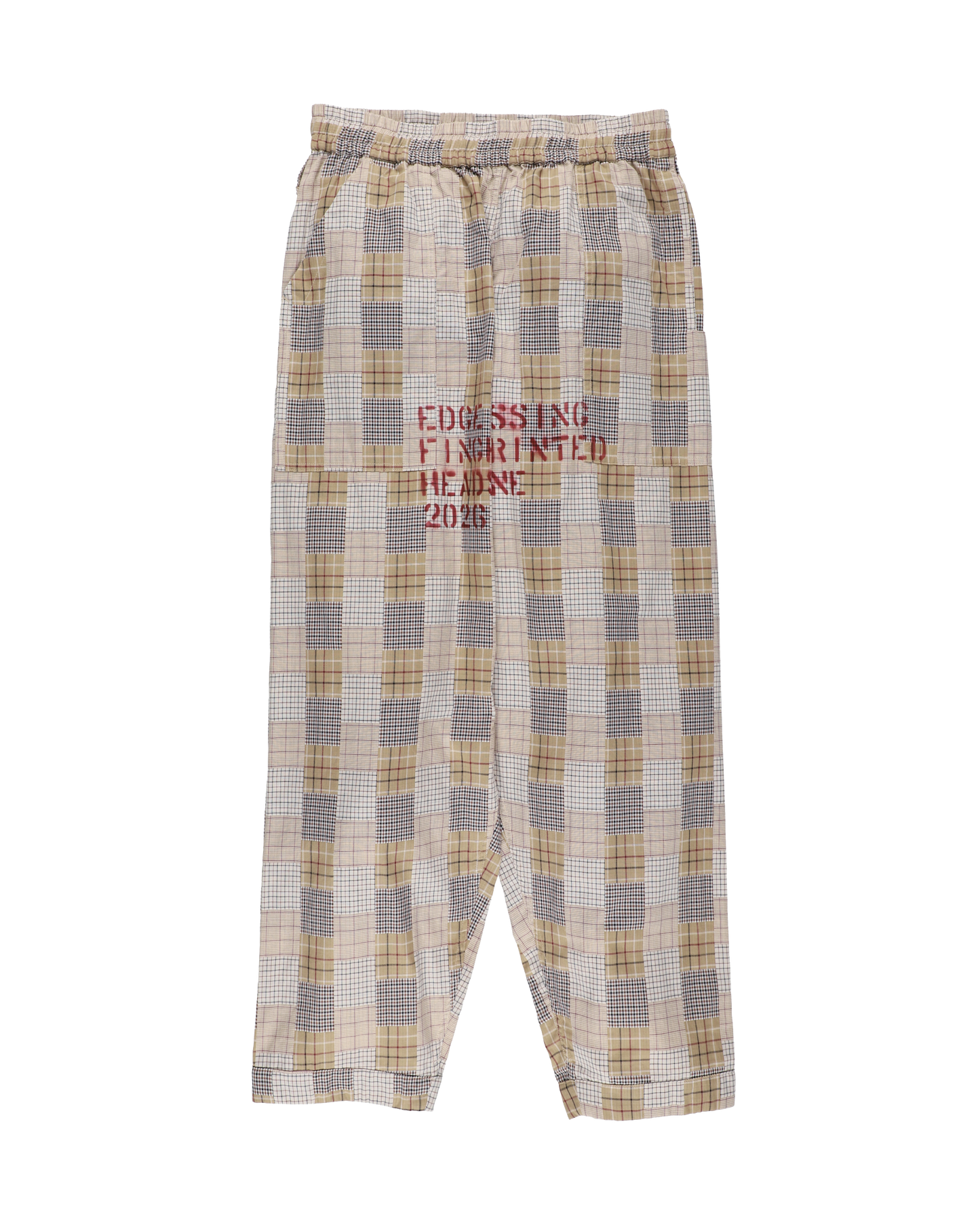 HAND-STENCILED NIGHT PANTS BEIGE
