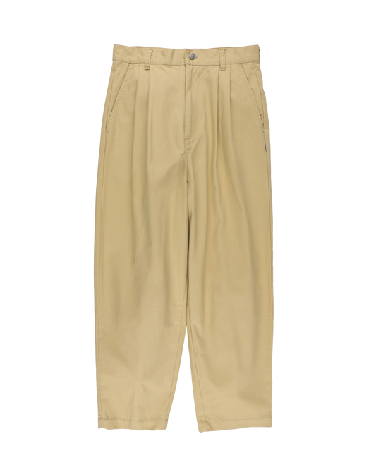 TWILL PLEATED PANTS BEIGE