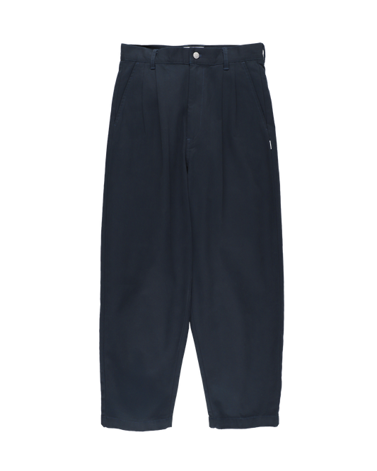 TWILL PLEATED PANTS NAVY