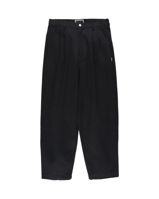 TWILL PLEATED PANTS BLACK
