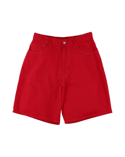 6 POCKET DENIM SHORTS COLOR RED
