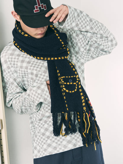 GINGHAM L/S WAFFLE THERMAL RED BLUE