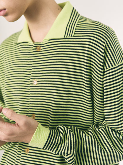 STRIPE KNIT SHIRT ORANGE x PINK