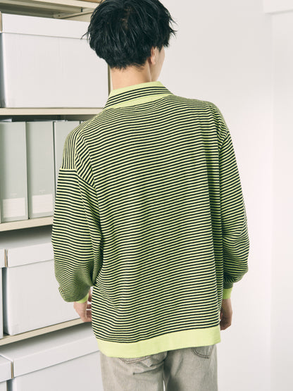 STRIPE KNIT SHIRT ORANGE x PINK