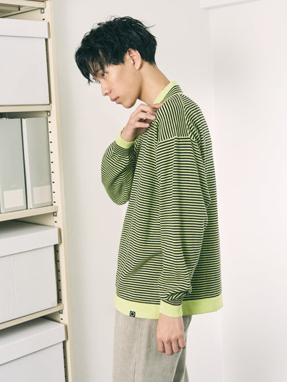 STRIPE KNIT SHIRT ORANGE x PINK