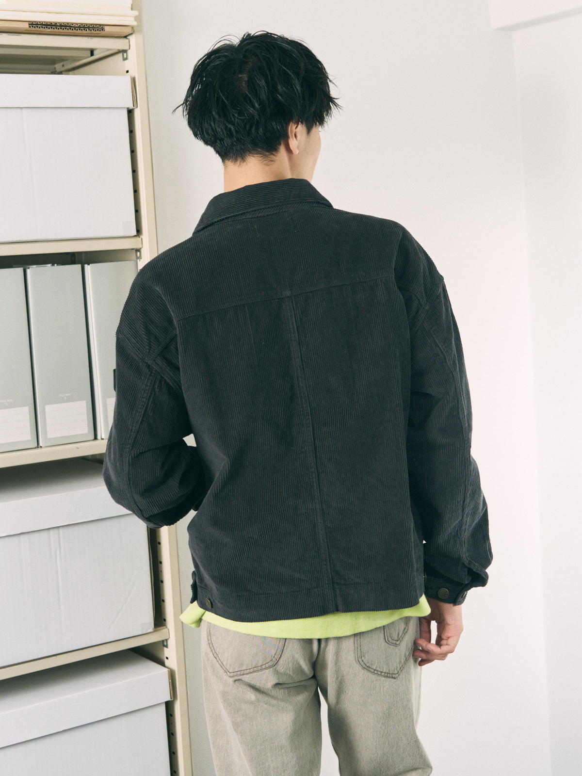 LOOP FRONT CORD JACKET CHARCOAL