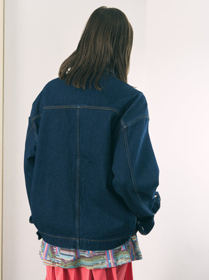 LOOP FRONT DENIM JACKET BLACK