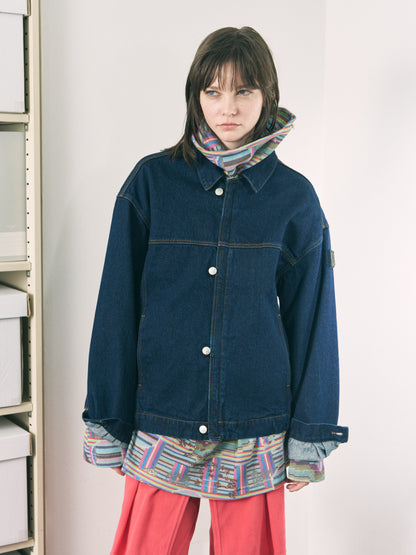 LOOP FRONT DENIM JACKET BLACK