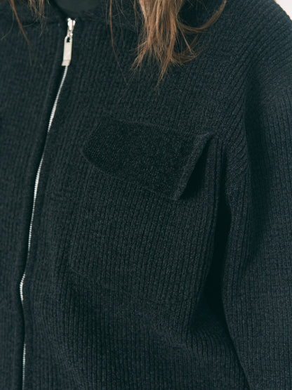 CORDY KNIT JACKET BLACK