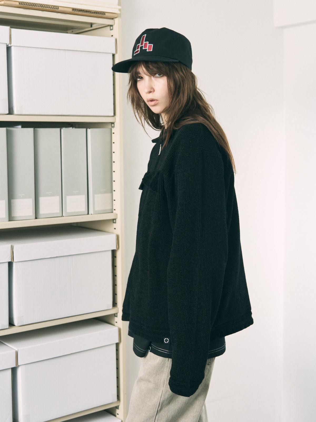 CORDY KNIT JACKET BLACK