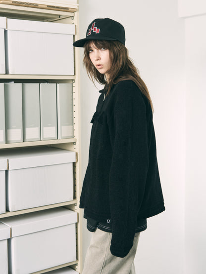 CORDY KNIT JACKET BLACK