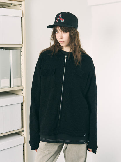 CORDY KNIT JACKET BLACK