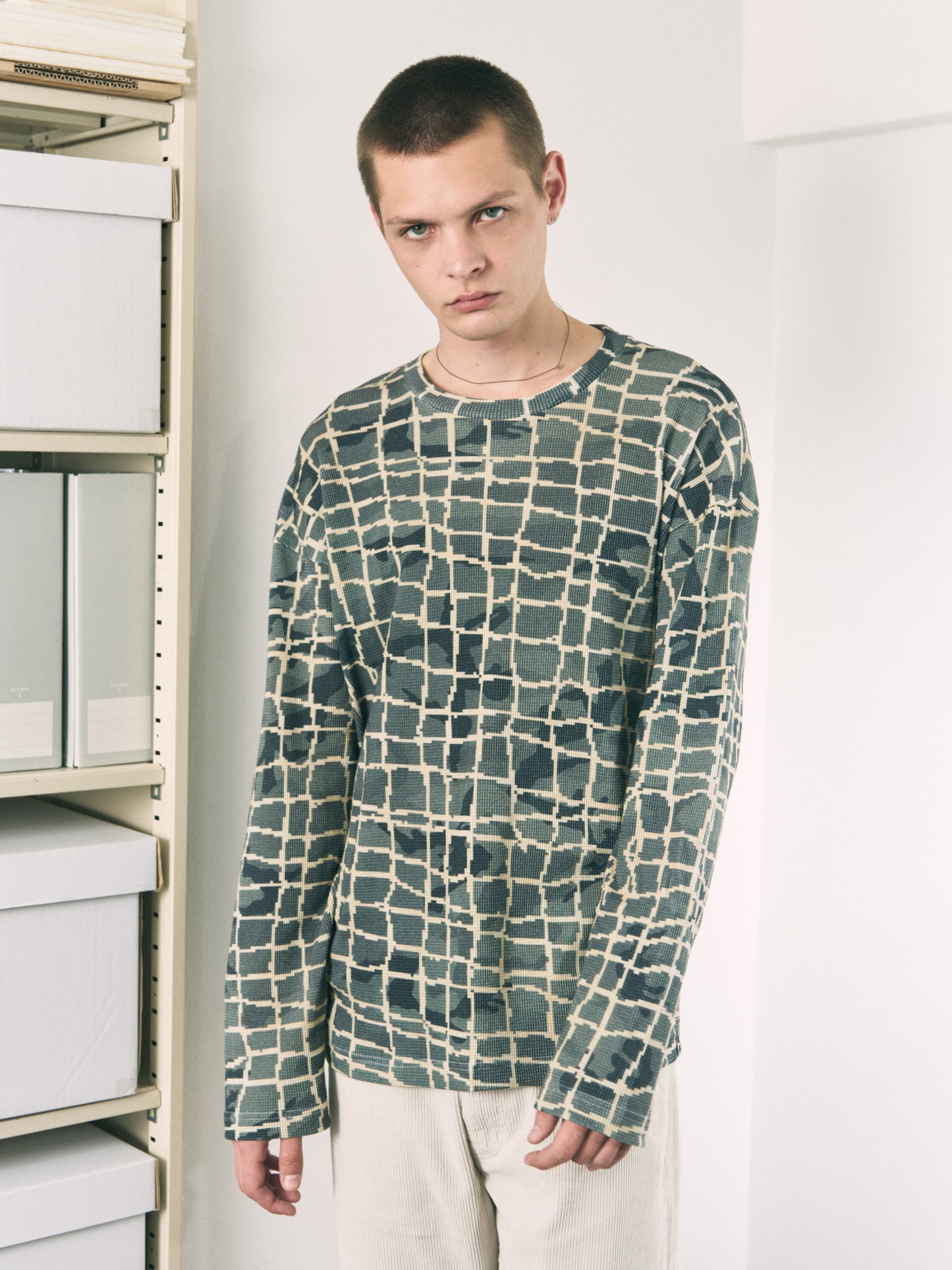 NET L/S WAFFLE THERMAL RED NET