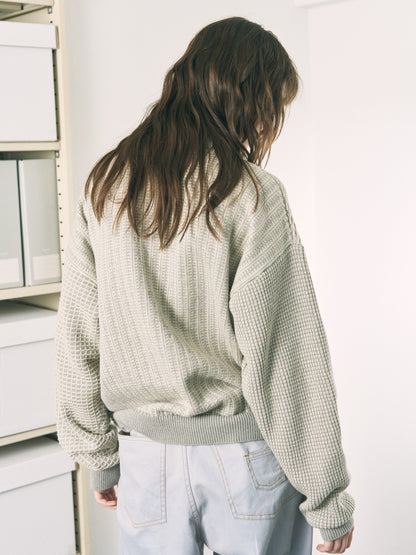 MULTI KNIT SHIRT JACKET GRAY × OATMEAL
