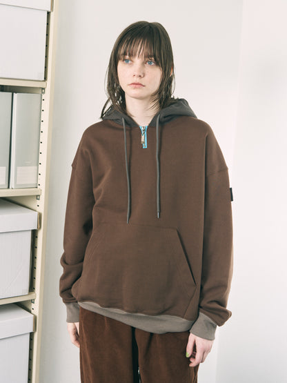MINI ZIP HOODIE BROWN