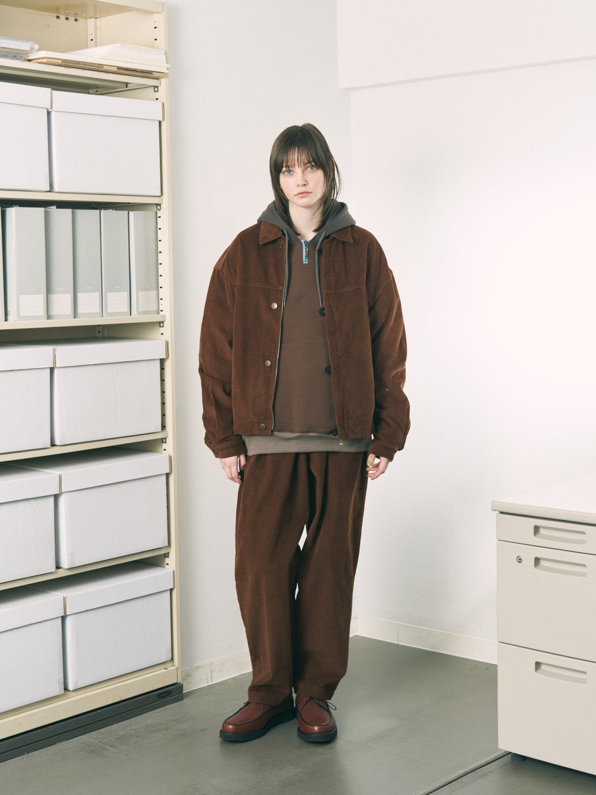 LOOP FRONT CORD JACKET CHARCOAL
