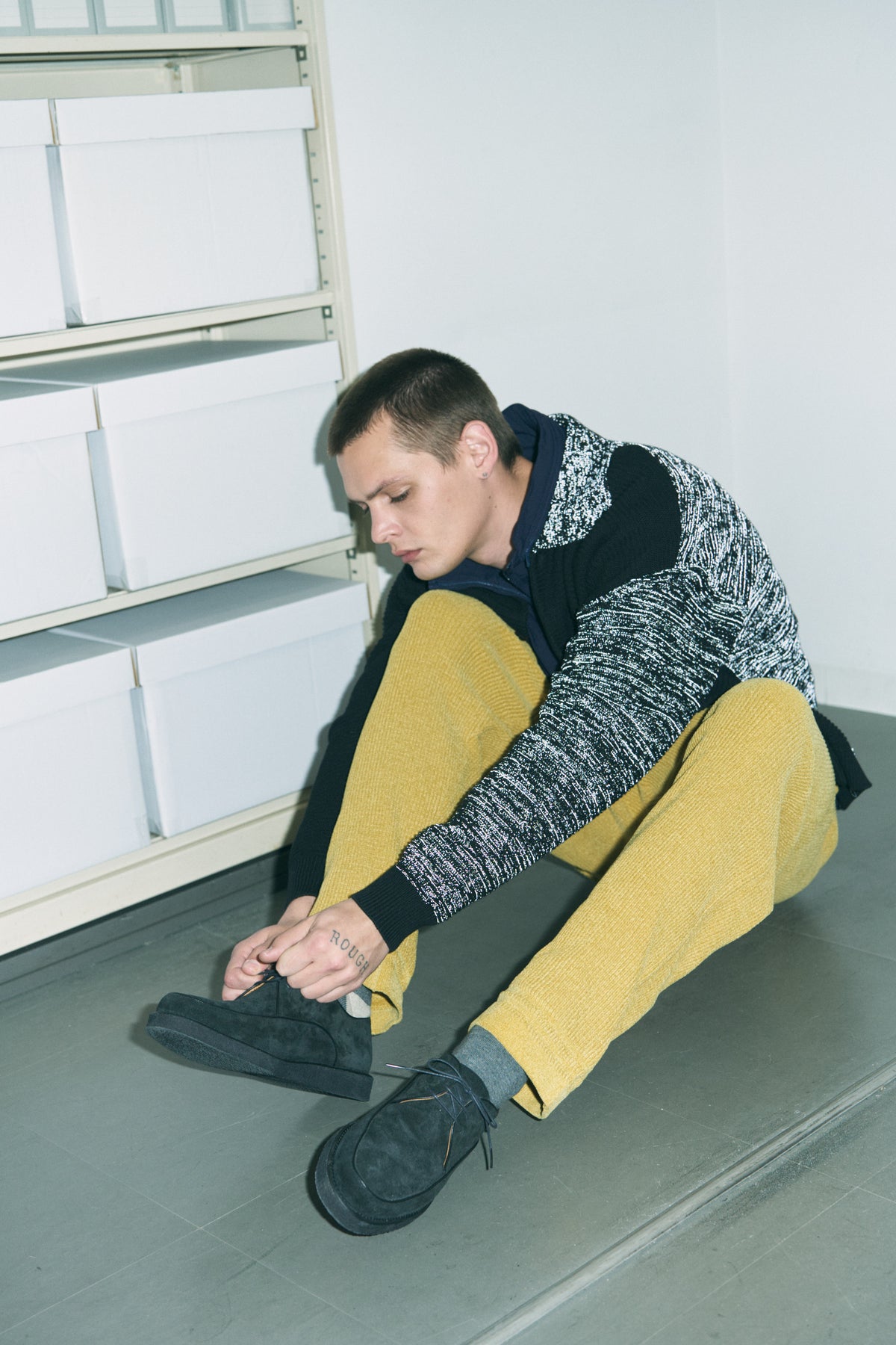 REFLECTIVE KNIT SHIRT JACKET BLACK