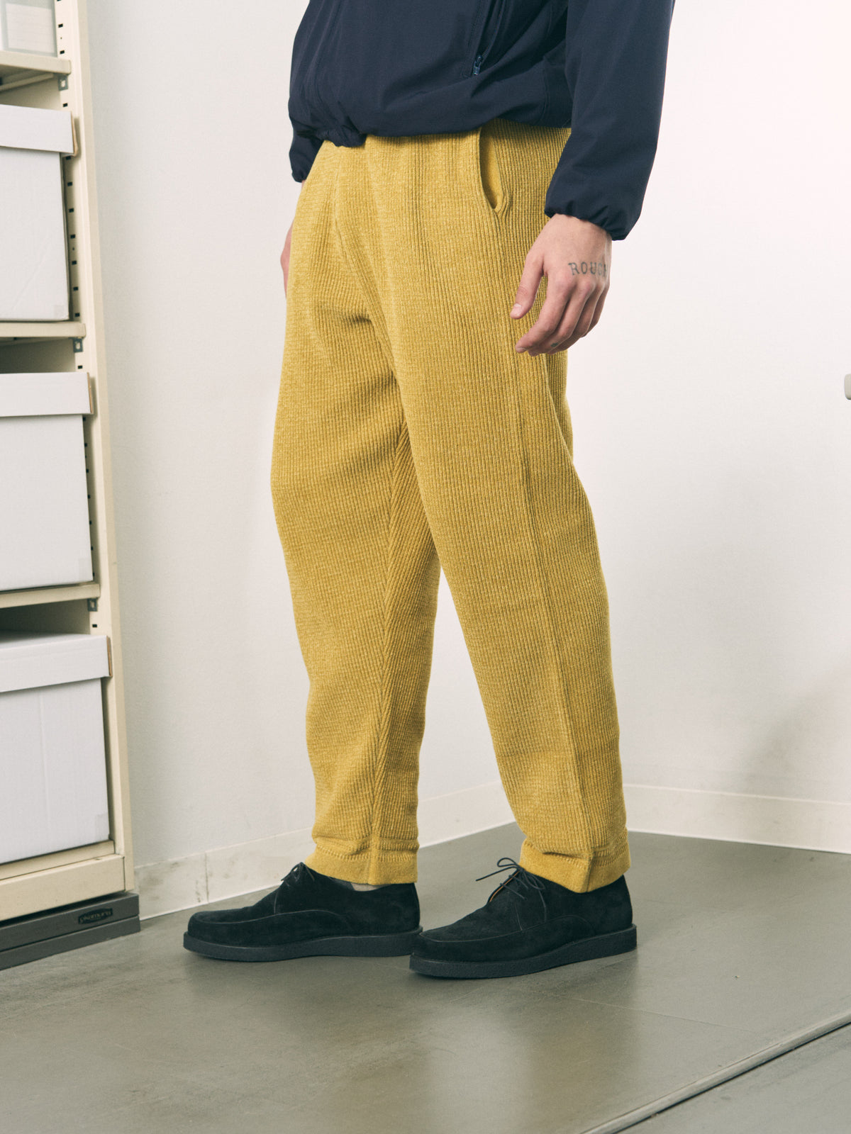 CORDY KNIT PANTS LIGHT GRAY
