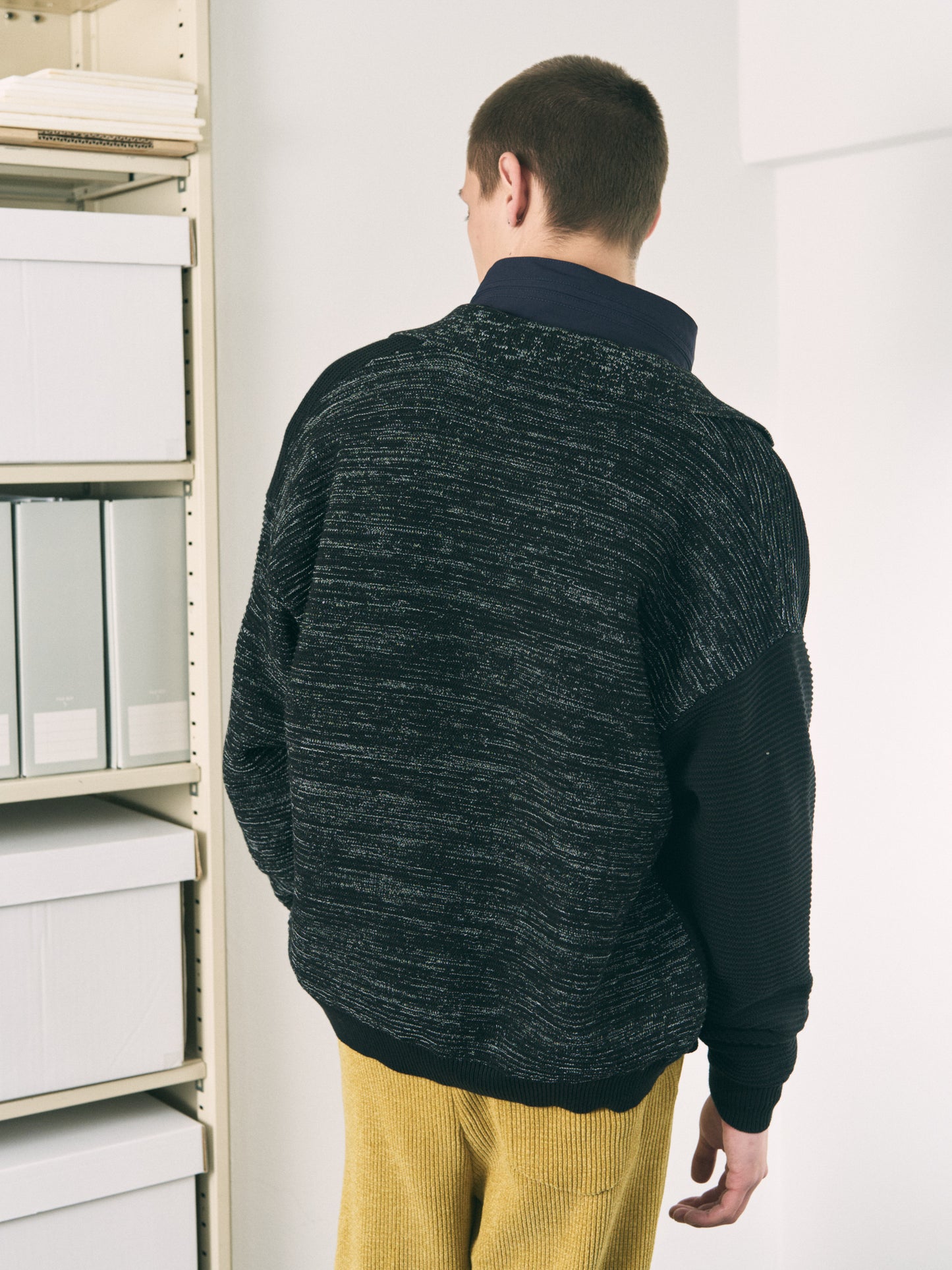 REFLECTIVE KNIT SHIRT JACKET OATMEAL