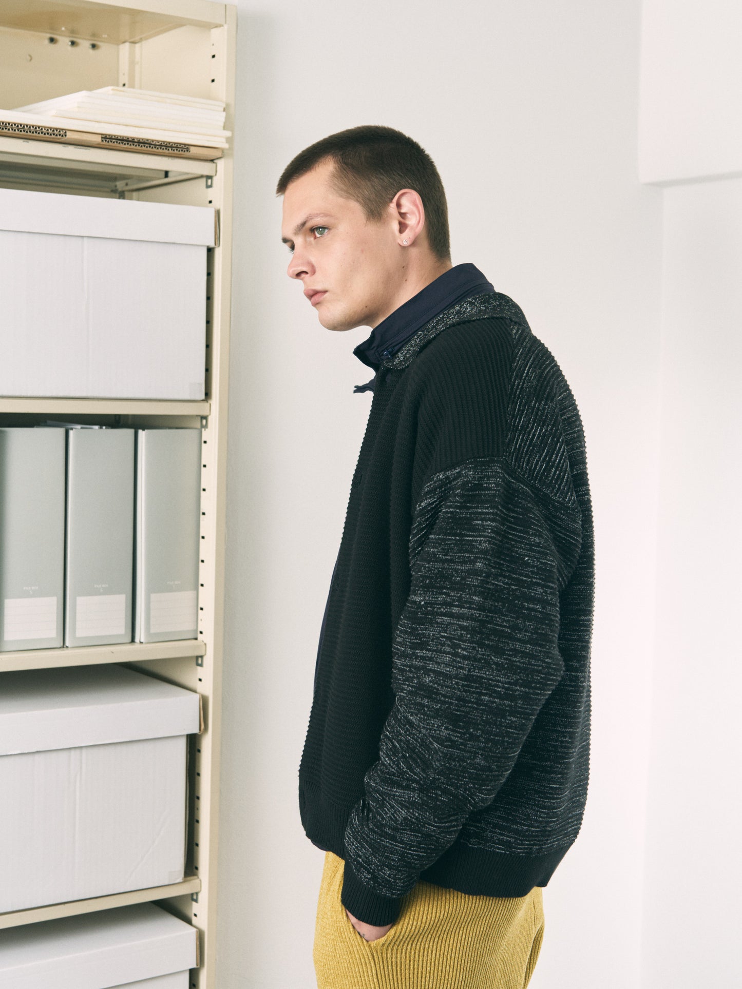 REFLECTIVE KNIT SHIRT JACKET OATMEAL