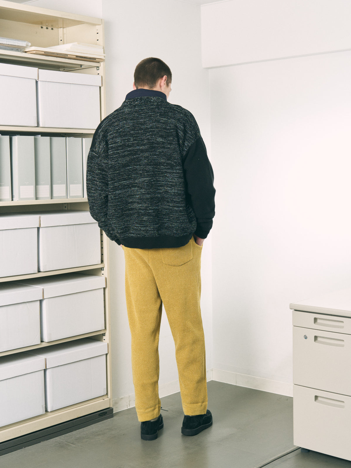 CORDY KNIT PANTS LIGHT GRAY