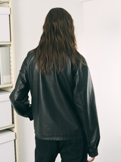 LOOP FRONT LEATHER JACKET