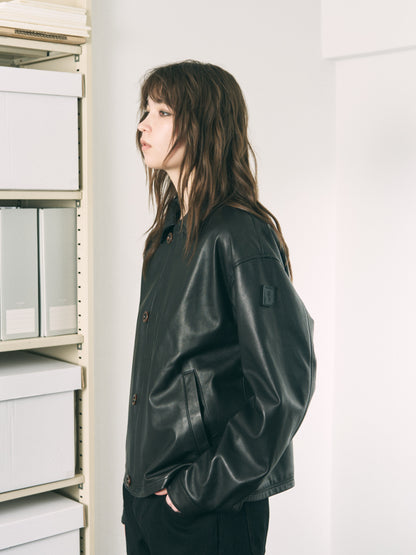 LOOP FRONT LEATHER JACKET