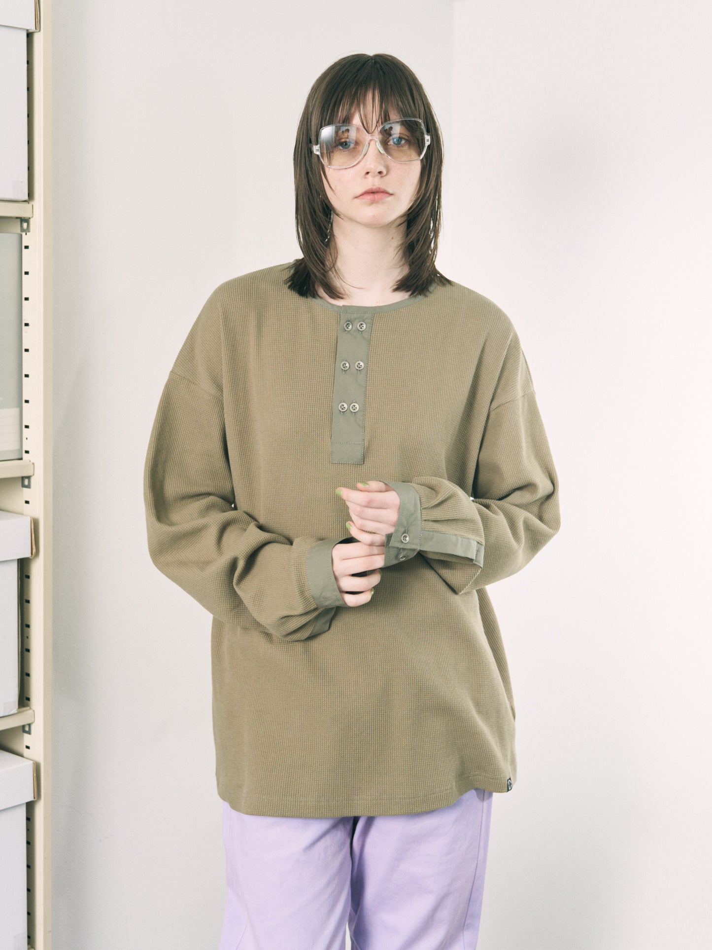 DOUBLE HENLEY L/S TEE BLACK