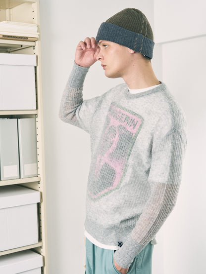 AIRY MERINO WAFFLE SWEATER GRAY