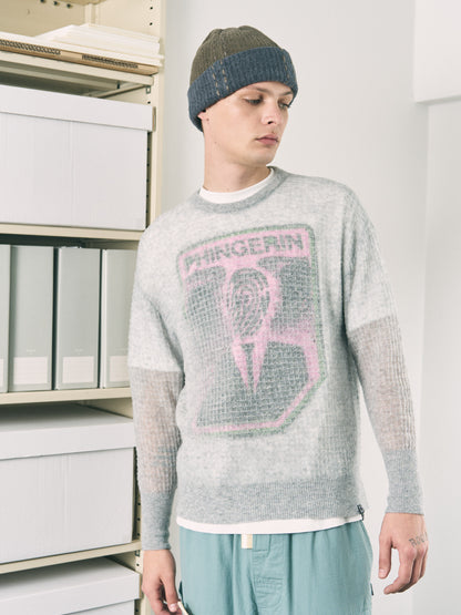 AIRY MERINO WAFFLE SWEATER GRAY