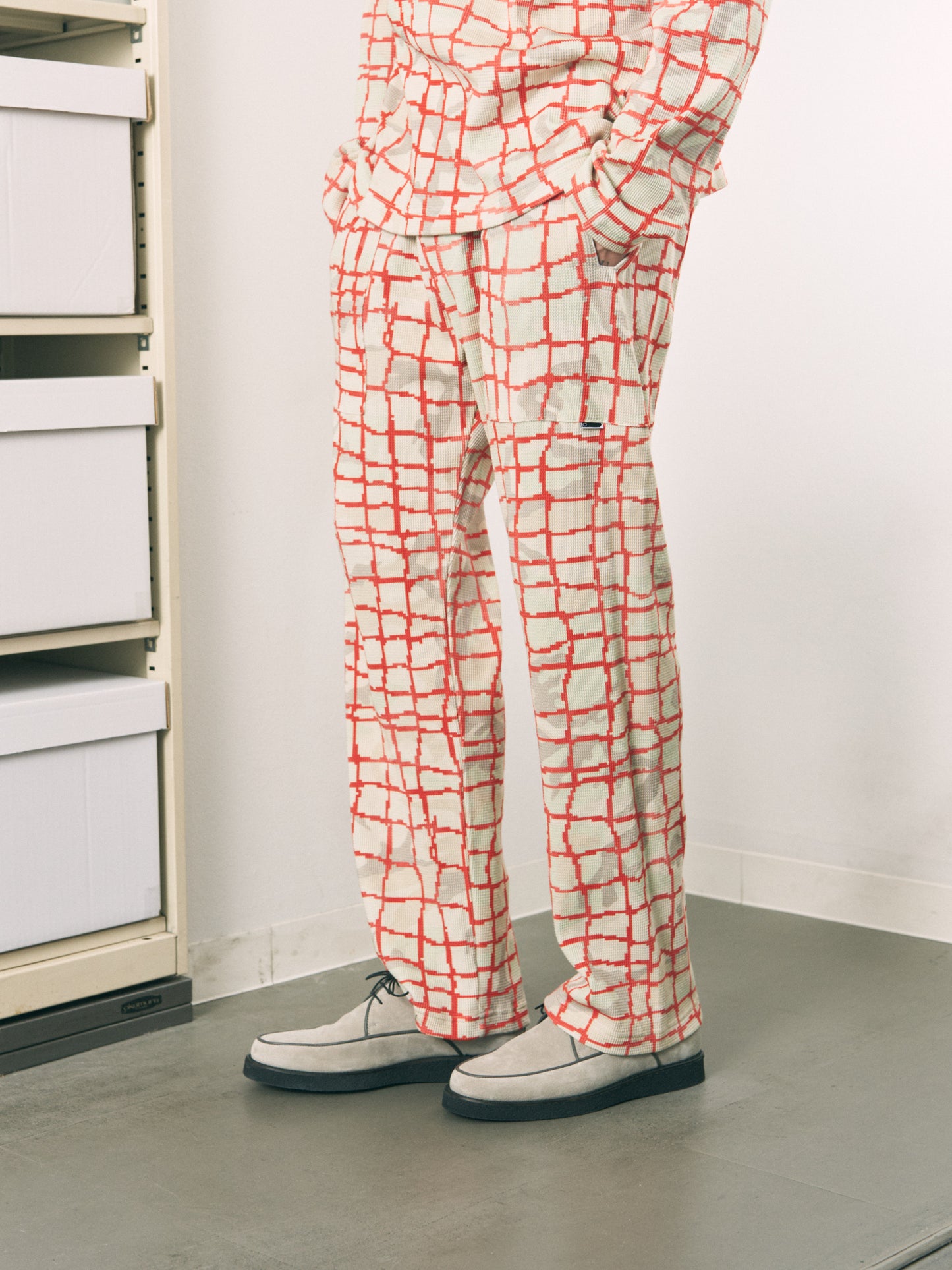 NET WAFFLE PANTS BEIGE NET