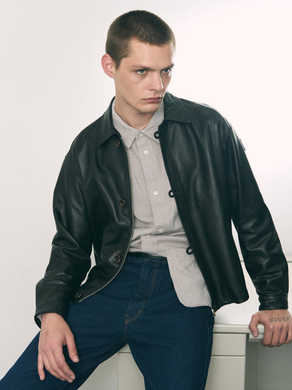 LOOP FRONT LEATHER JACKET