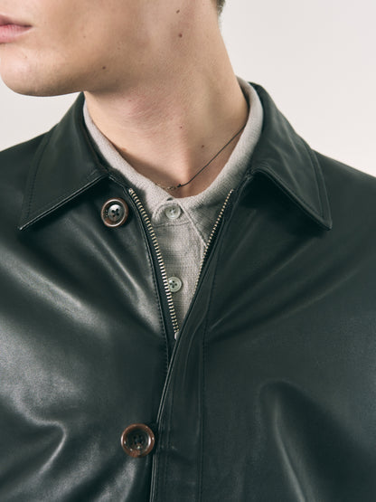 LOOP FRONT LEATHER JACKET