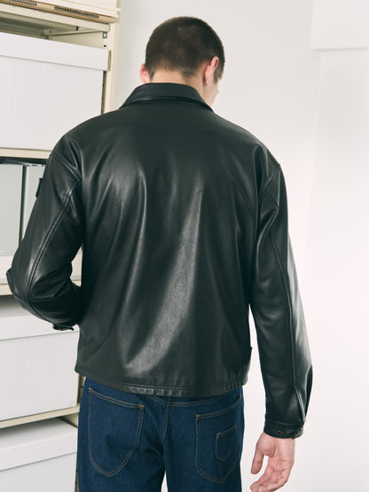 LOOP FRONT LEATHER JACKET