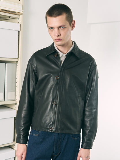 LOOP FRONT LEATHER JACKET