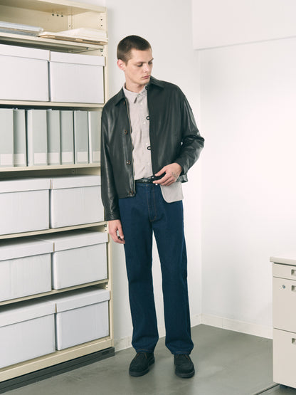 LOOP FRONT LEATHER JACKET