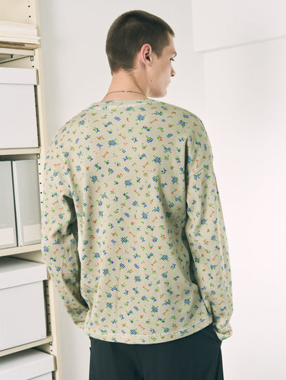 FLOWER L/S WAFFLE THERMAL BEIGE