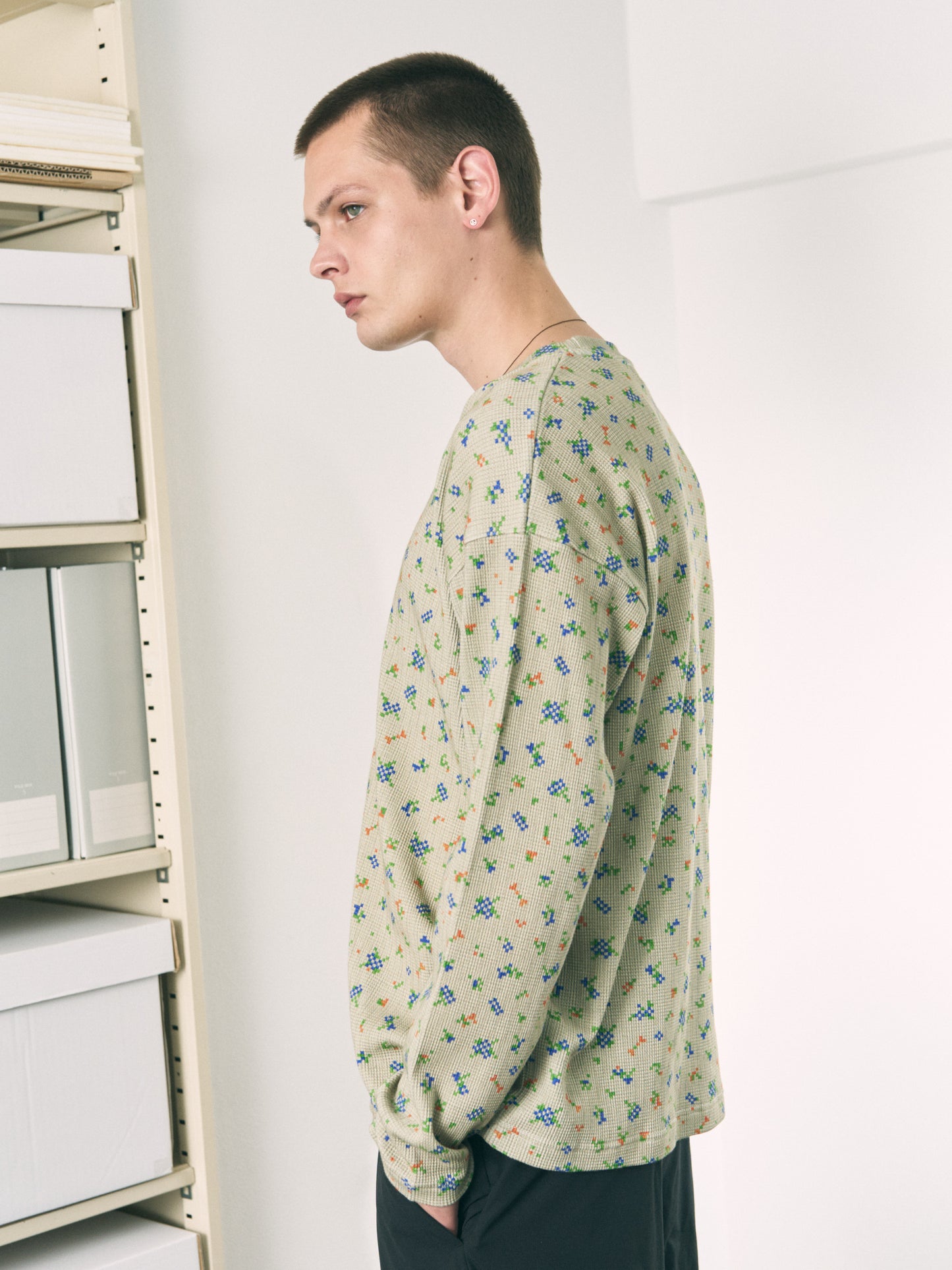 FLOWER L/S WAFFLE THERMAL BEIGE