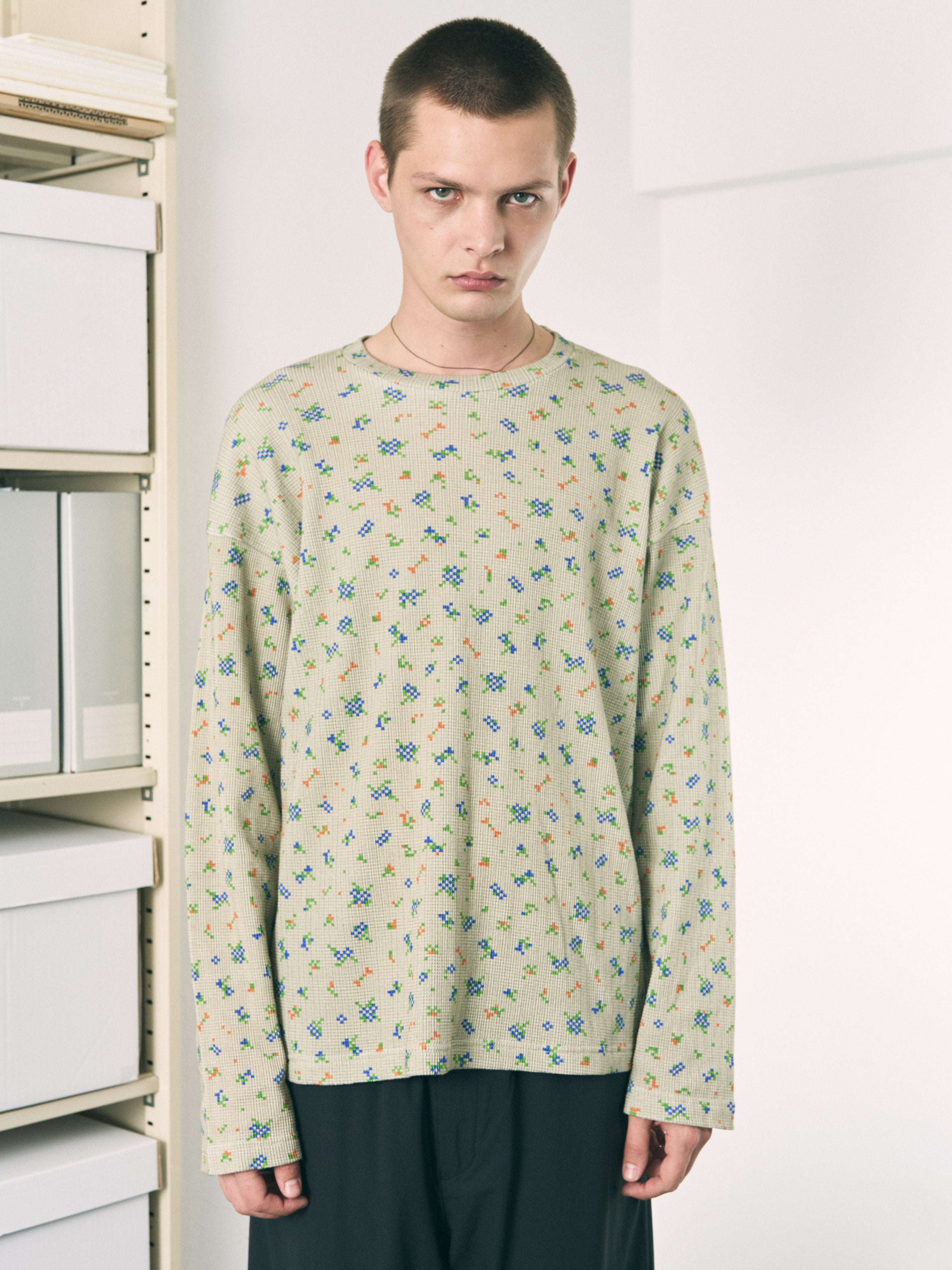 トップス PHINGERIN Flower waffle thermal \