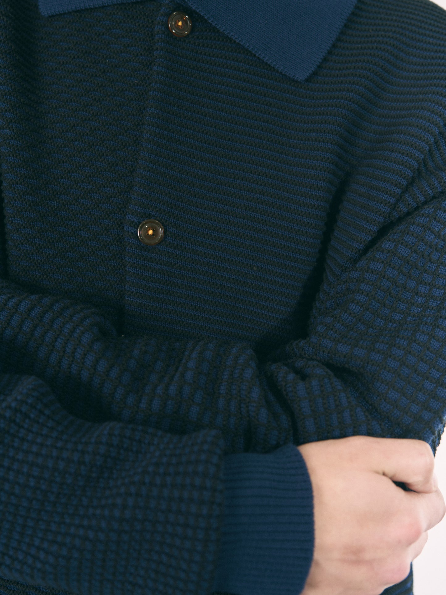MULTI KNIT SHIRT JACKET GRAY × OATMEAL