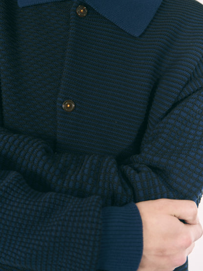 MULTI KNIT SHIRT JACKET GRAY × OATMEAL