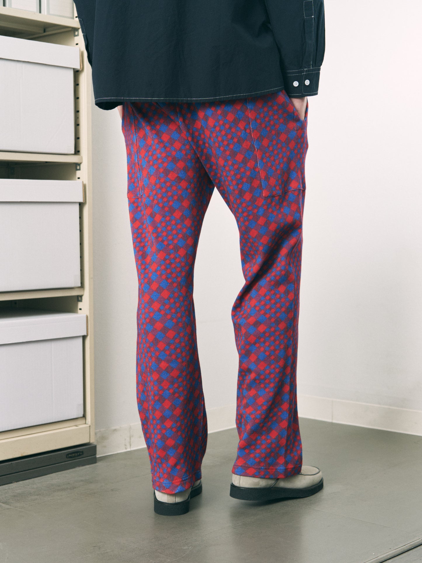 GINGHAM WAFFLE PANTS RED BLUE