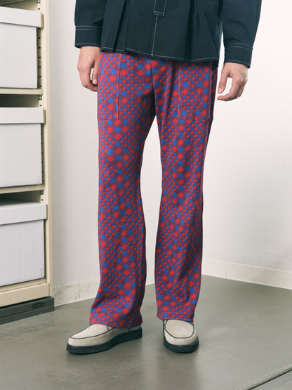 GINGHAM WAFFLE PANTS RED BLUE