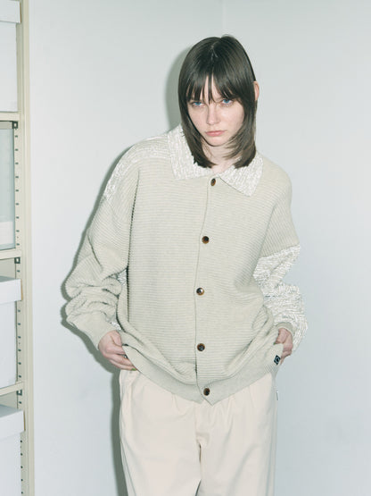 REFLECTIVE KNIT SHIRT JACKET OATMEAL